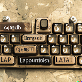 AI art: steampunk keyboard with nonsensical keys