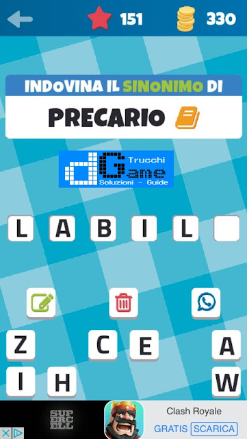 Sinonimi e Contrari (Il Gioco) soluzione livello 151-160