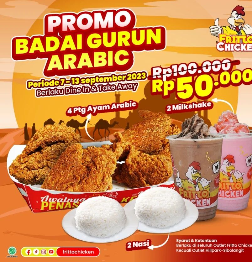 Fritto Chicken Promo Paket Badai Gurun Arabic – Harga Spesial Hanya Rp. 50.000 untuk Berdua