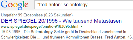 Spiegel: Wie tausend Metastasen, Fred Anton, Scientology