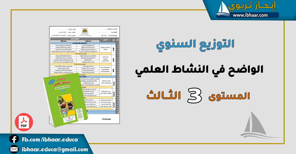 التوزيع السنوي الواضح النشاط العلمي المستوى الثالث | وفق المنهاج المنقح