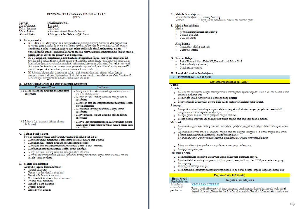 RPP 1 Lembar Ekonomi Kelas 12 SMA/MA Semester 1 - antapedia.com