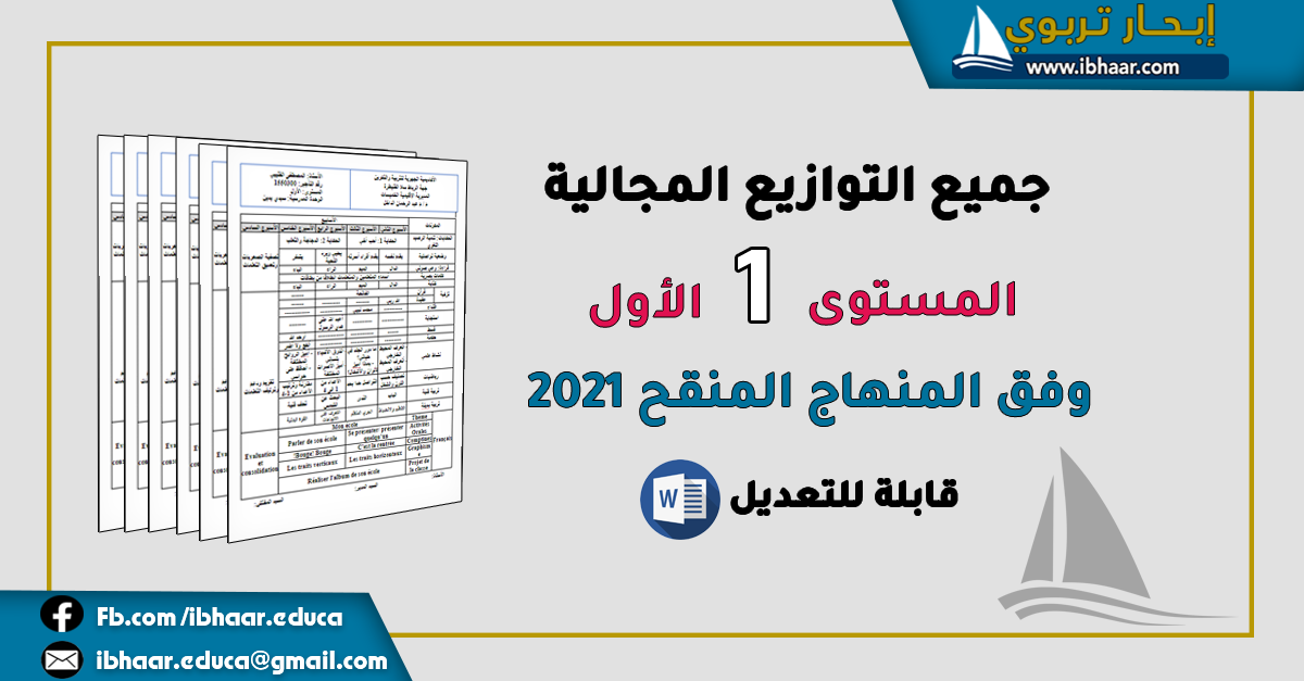 جميع التوازيع المجالية المستوى الأول وفق المنهاج المنقح | قابلة للتعديل WORD