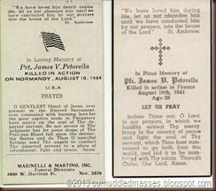 PETORELLA PFC James V funeral cards