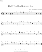 The Herald Angels Sing, free Christmas flute sheet music notes