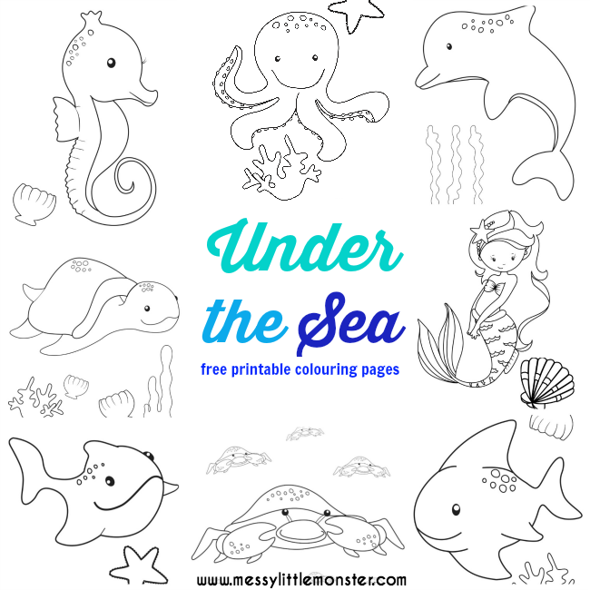 Download Under the Sea Colouring Pages - Messy Little Monster