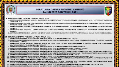 Peraturan Daerah Provinsi Lampung Tahun 2020 Dan 2021