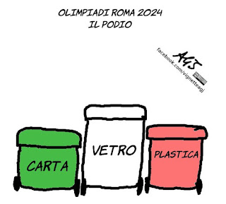 roma, rifiuti, AMA, immondizia, olimpiadi, roma 2024, vignetta, satira