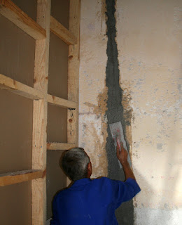 Cementing the water pipes into place