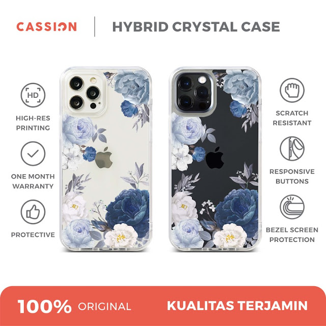 Cassion Blue Flowers Hybrid Crystal Case