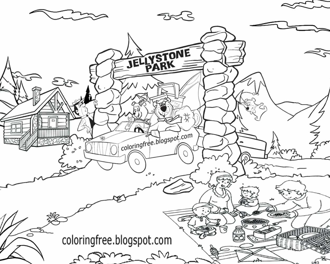 Teenage plex printable Yogi Bear ic strip characters national park USA campsite coloring pages