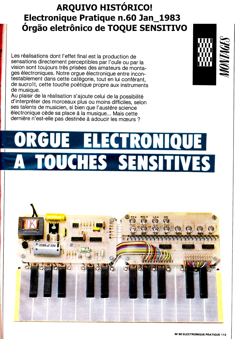 Electronique Pratique n.60 Jan_1983  Órgão eletrônico de TOQUE SENSITIVO