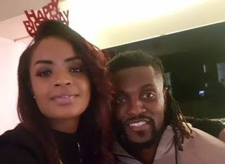 Dillish Mathews and Emmanuel Adebayor celebrate one year together