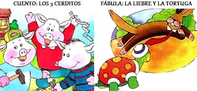 Dibujos de un cuento y una fábula a colores para niños