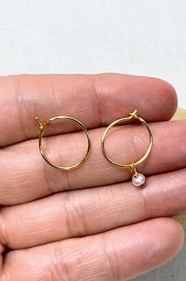 DIY wire hoop earrings with and without a pearl dangle