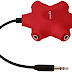 AmazonBasics 5-Way Multi Headphone Splitter, Red(Color May Vary)