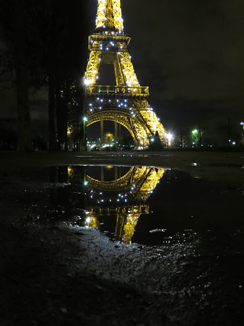 Eiffel tower paris night reflection