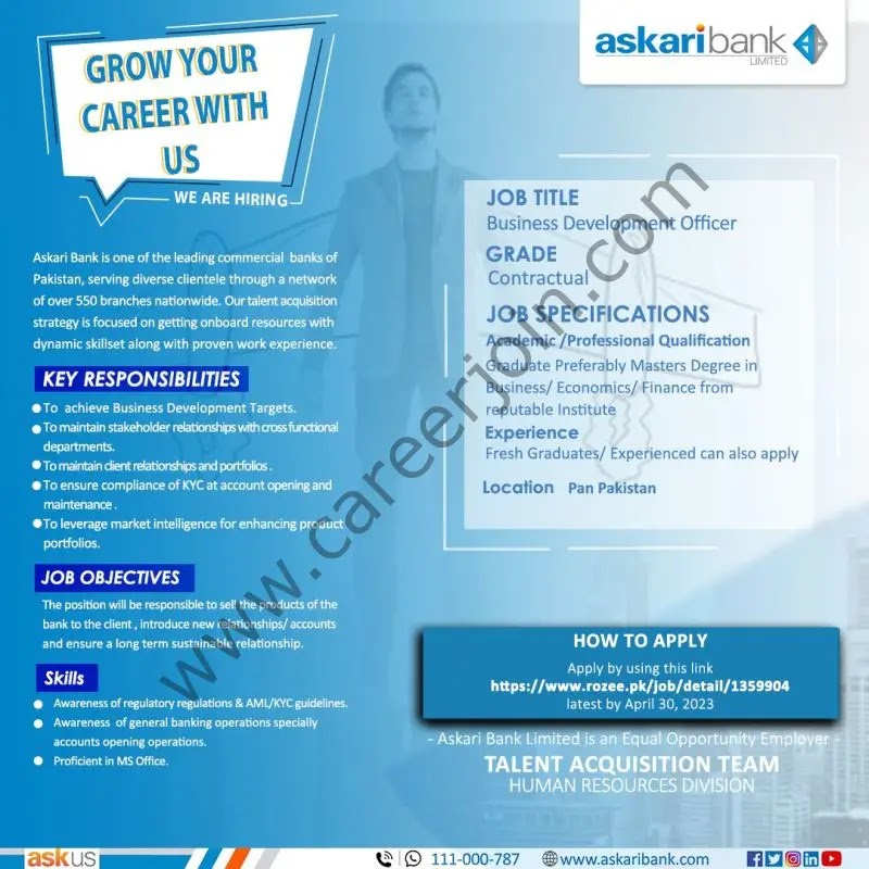 Askari Bank Limited Jobs 2023