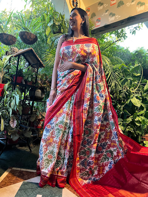 Ikat motif multicolor pochampally saree