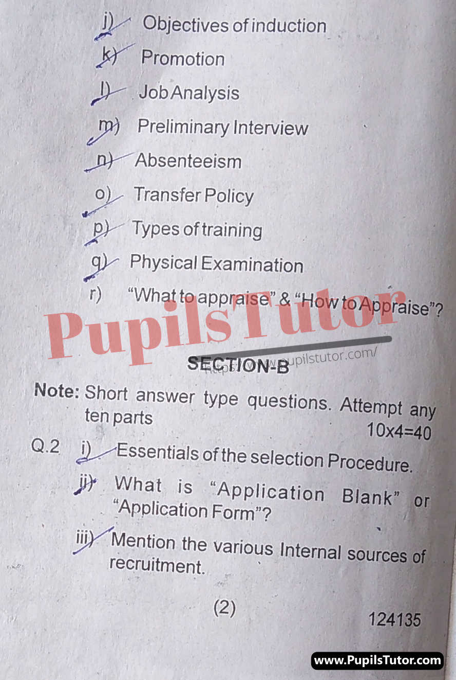 Haryana State Board of Technical Education (HSBTE) FAA (Finance Accounts And Auditing) Human Resource Management - I Third Semester Important Question Answer And Solution - www.pupilstutor.com (Paper Page Number 2)