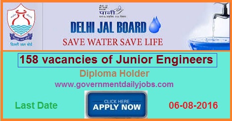 JR ENGINEERS VACANCY IN DELHI JAL BOARD RECRUITMENT 2016