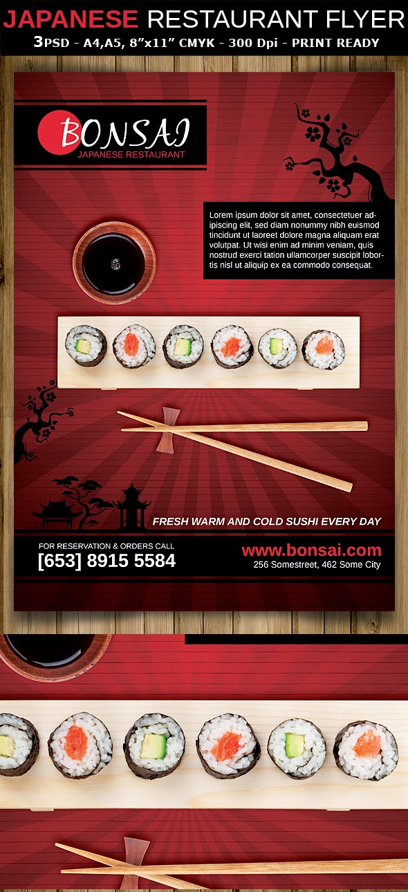  Japanese Restaurant Flyer Template