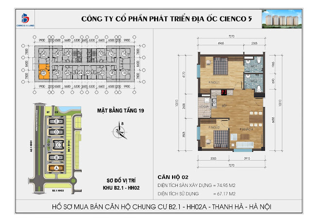 Mặt bằng căn hộ 02 tầng 19 chung cư b21 hh02a thanh hà mường thanh cienco 5 land