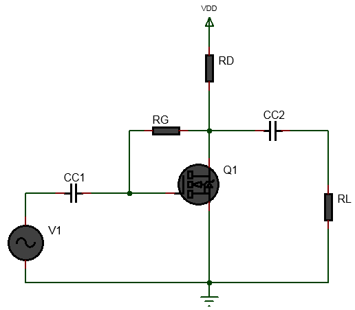 drain feedback biased enhancement mosfet amplifier circuit diagram