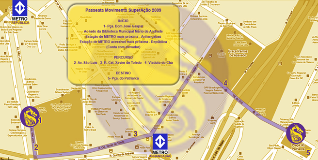 Mapa com trajeto da passeata. Clique para ampliar