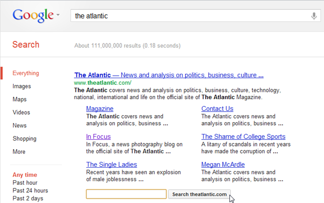 Google site search from search results