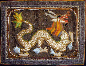 Myanmar traditional wall hanging kalaga depicting a dragon