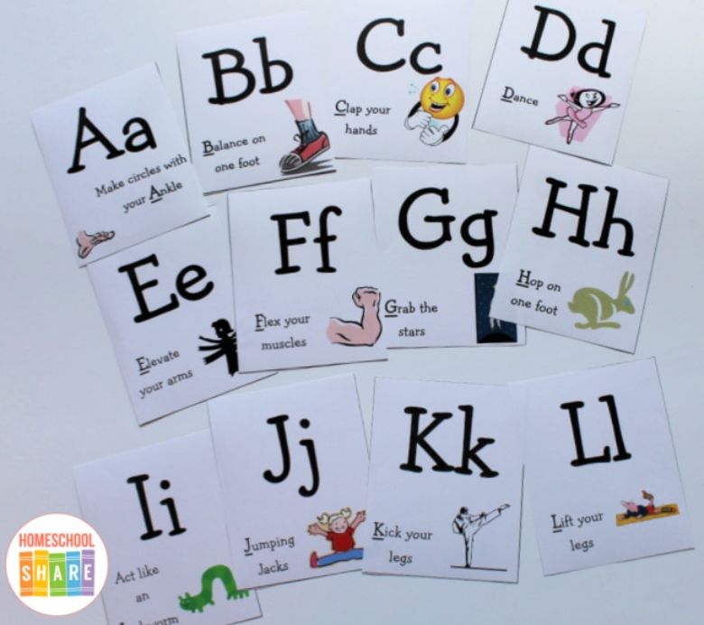 Alphabet exercise cards - abc activities for kids