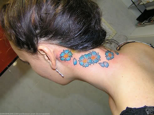 Neck Tattoos flowers neck tattoo Butterfly neck tattoo Star neck tattoo