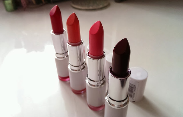 Four of the MUA matte lipsticks