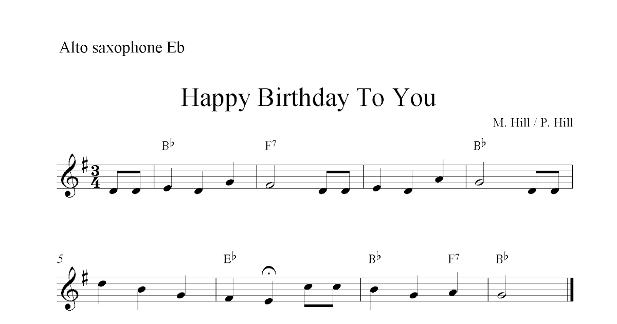 Happy Birthday To You, free easy alto saxophone sheet music notes