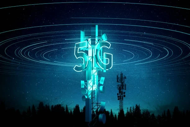 5G signal communication mast concept.