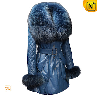Women Blue Sheepskin Coat