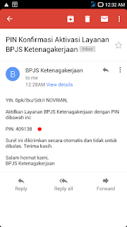 BPJSTK - Tampilan Balasan PIN Email