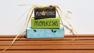 no more monkeys jumping on the bed wooden blocks by happy blue dragonfly