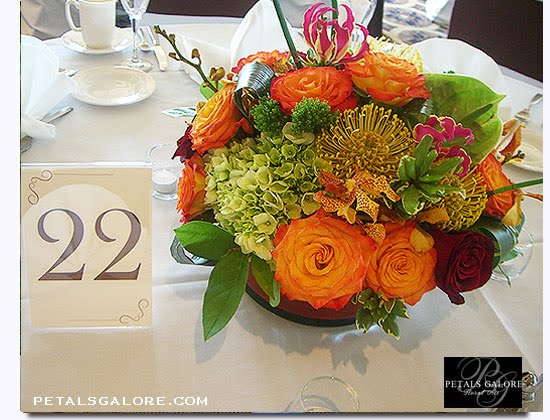 Caribbean Tropical wedding centerpiece Photograph Petals Galore