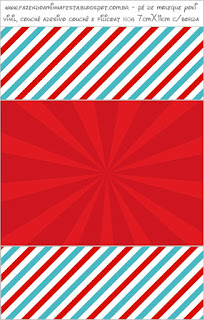 Light Blue, Red and White Stripes: Free Printable Quinceanera Candy Bar Labels.