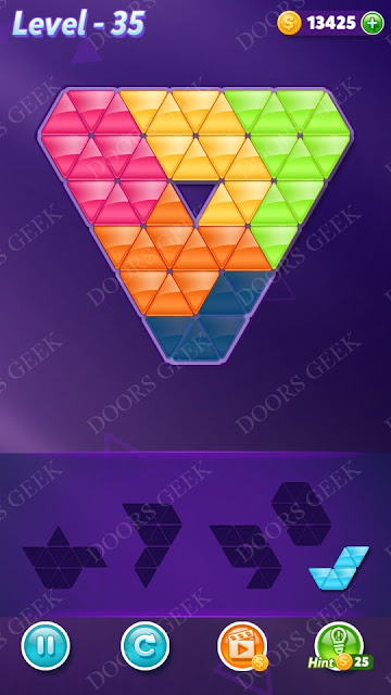 Block! Triangle Puzzle 5 Mania Level 35 Solution, Cheats, Walkthrough for Android, iPhone, iPad and iPod