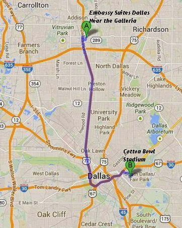 Embassy Suites Dallas Near the Galleria is 16 miles/23 minutes from Cotton Bowl Stadium