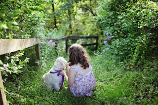 girl and dog