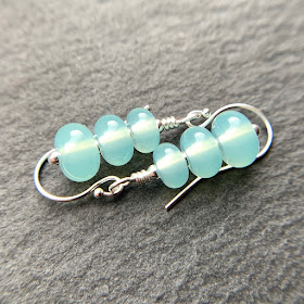 andmade lampwork glass bead earrings by Laura Sparling made with CiM Sea Glass