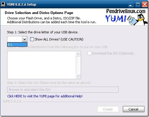 Selecionando a unidade do pendrive.