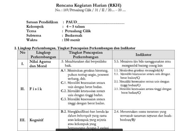 Rpph Paud Masa Pandemi Paud Jateng RPP GURU