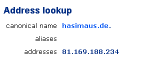 Adress-Lookup von hasimaus.de