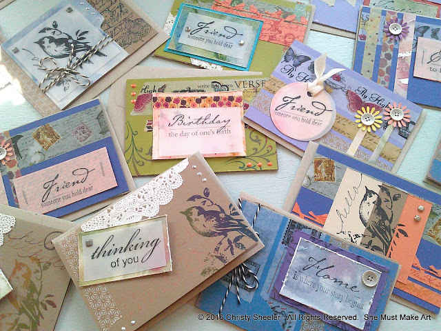 A snapshot of some of the intricately detailed note cards ready to sell.