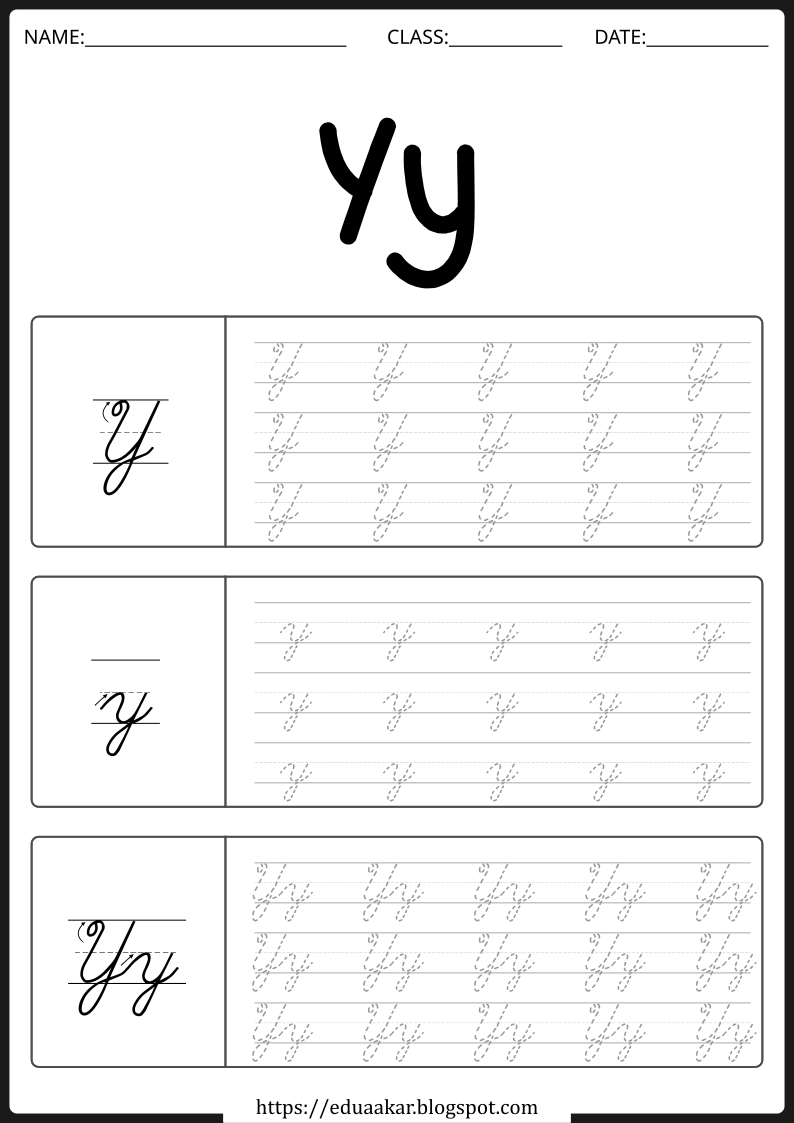 Cursive y Worksheet